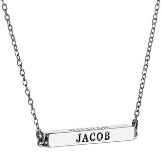 Horizontal 4-Sided Engraved Family Name Necklace