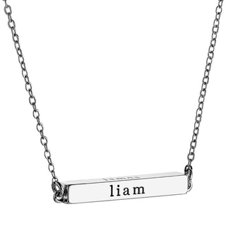 Horizontal 4-Sided Engraved Family Name Necklace