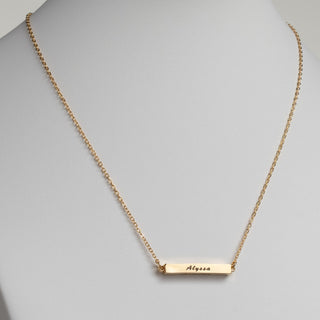 14K Gold Plated Horizontal 4-Sided Engraved Family Name Necklace