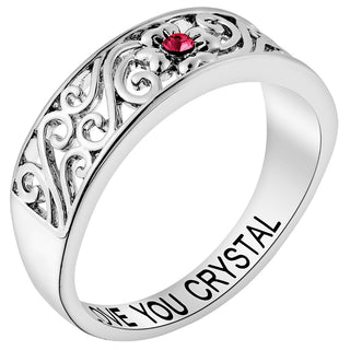 Silver Plated Flower Birthstone Band Ring