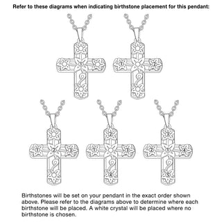 Silver Plated Flower Cross Birthstone Pendant