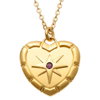 14K Gold Plated Guiding Compass Birthstone Pendant