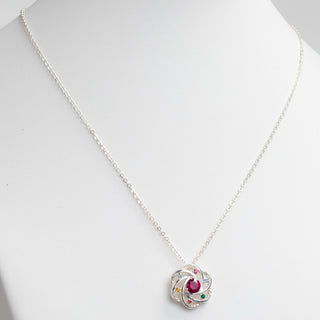 Silver Plated Mother and Family Birthstone Swirl Necklace