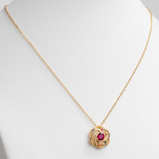 14K Gold Plated Mother and Family Birthstone Swirl Necklace