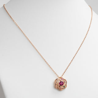 14K Rose Gold Plated Mother and Family Birthstone Swirl Necklace