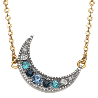 Two-Tone Family Birthstone and Diamond Accent Moon Necklace