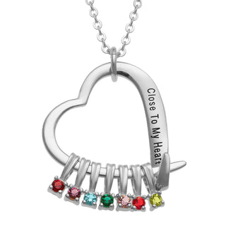 Sterling Silver  'Close to My Heart' Birthstone Slider Necklace