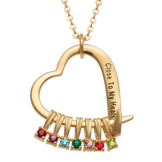 14K Gold Plated 'Close to My Heart' Birthstone Slider Necklace