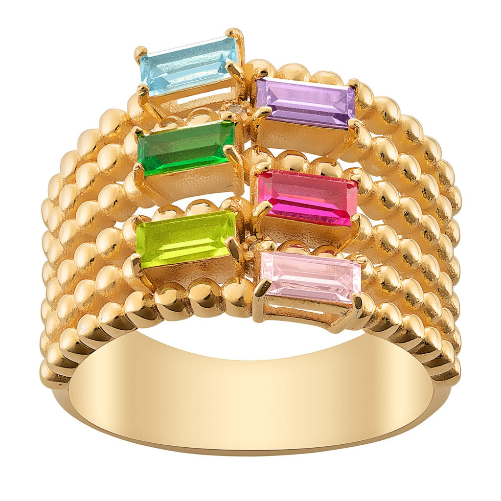 Goldtone Family Birthstone and Diamond Accent Faux Stack Ring – Limoges ...