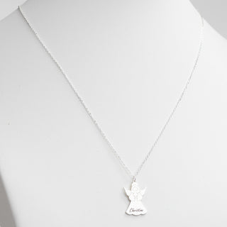 Silver Plated Engraved Name Angel Necklace
