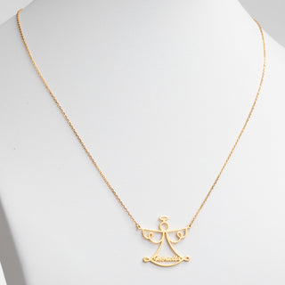 14K Gold Plated Script Name Open Angel Necklace