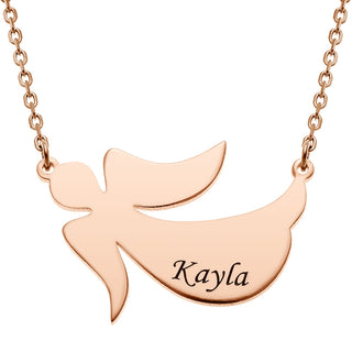 14K Rose Gold Plated Engraved Name Angel Necklace