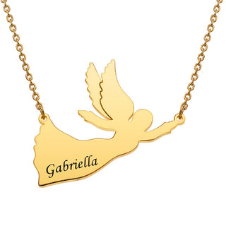 14K Gold Plated Engraved Name Angel Necklace