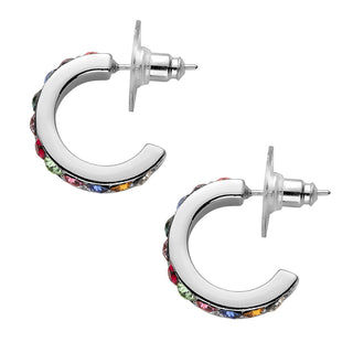 Silver Plated Round Birthstone Huggie Earrings