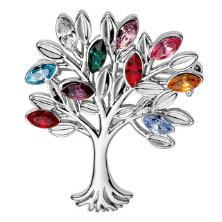 Silvertone Tree of life Rainbow Pin
