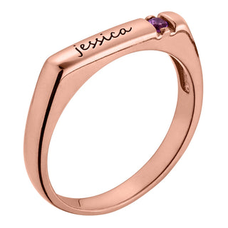 14K Rose Gold over Sterling Personalized Rectangle Ring