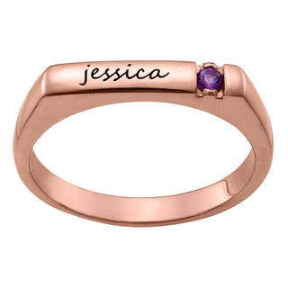 Personalized Rose Gold Plated Name and Birthstone Stackable Ring