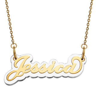 Stainless Steel Name on Translucent Plaque necklace
