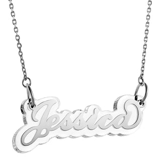 Stainless Steel Name on Translucent Plaque necklace