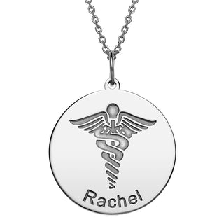 Sterling Silver Engraved Name Occupation Disc Necklace