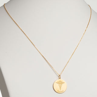 14K Gold Plated Engraved Name Occupation Disc Necklace