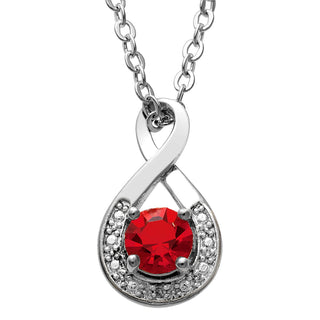 Silver Plated Birthstone Necklace with Diamond Accents