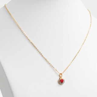 14K Gold Plated Birthstone Necklace with Diamond Accents