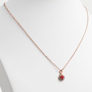 14K Rose Gold Plated Birthstone Necklace with Diamond Accents