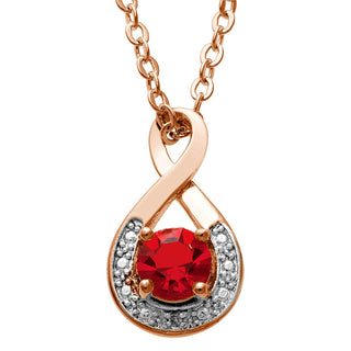 14K Rose Gold Plated Birthstone Necklace with Diamond Accents