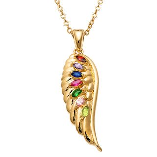 14K Gold Plated Family Birthstone Angel Wing Necklace