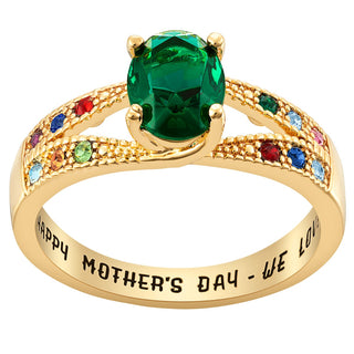 14K Gold Plated Mother/ Grandmother's Oval Family Birthstone Ring