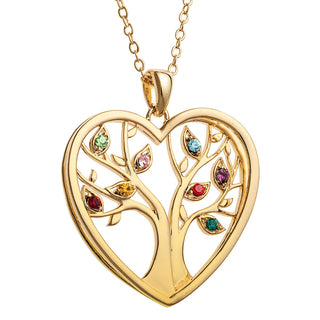 Gold plated birthstone tree of life necklace
