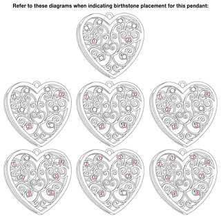 Silver Plated 3D Family Filigree Heart Pendant