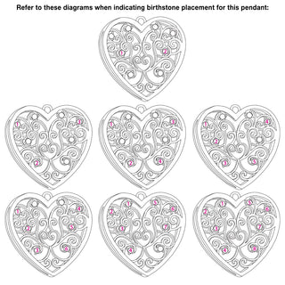 Silver Plated 3D Family Filigree Heart Pendant