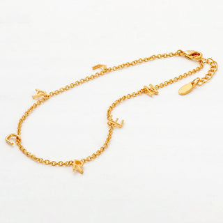 14K Gold Plated Dainty Name Anklet