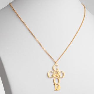 14K Gold Plated God is Good Cross with Birthstone Necklace