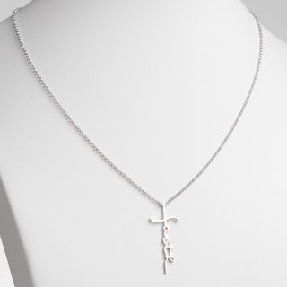 Silver Plated Faith Cross with Birthstone Necklace