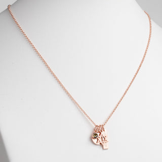 14K Rose Gold Plated Engraved Name, Date, Birthstone and Star of David Cluster Necklace