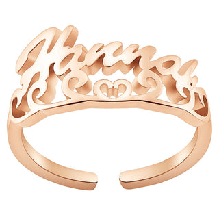 14K Rose Gold Plated Script Name with Scroll Ring