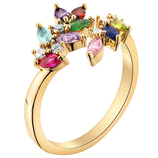 14K Gold Plated Marquise Birthstone Bypass Ring