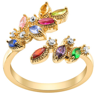 14K Gold Plated Vintage Marquise Birthstone Ring