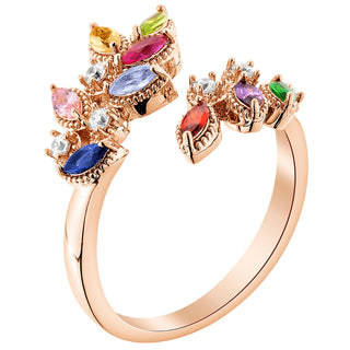 14K Rose Gold Plated Vintage Marquise Birthstone Ring