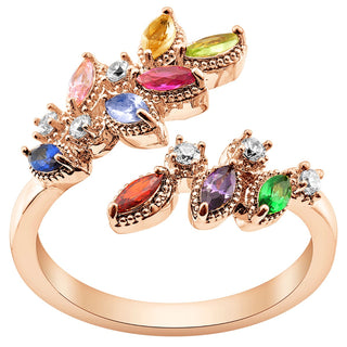 14K Rose Gold Plated Vintage Marquise Birthstone Ring