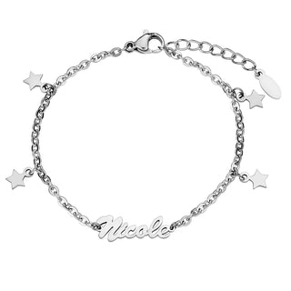 Stainless Steel Star Charm and Name Bracelet