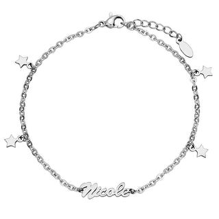 Stainless Steel Star Charm and Name Anklet