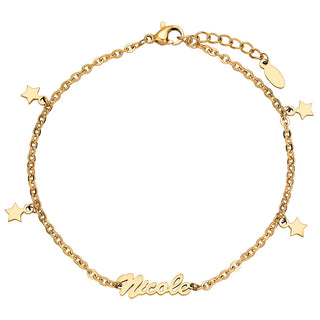 Gold Stainless Steel Star Charm and Name Anklet