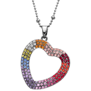 Silver Plated Pastel Rainbow Heart Necklace