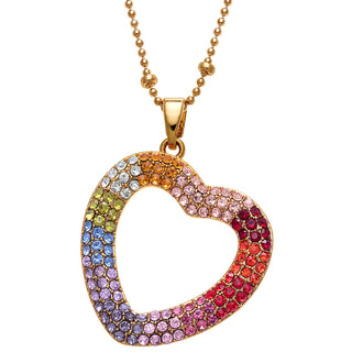14K Gold Plated Pastel Rainbow Heart Necklace
