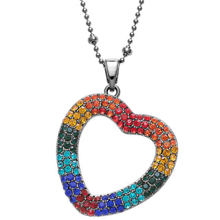 Silver Plated Rainbow Heart Necklace