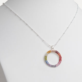 Silver Plated Pastel Rainbow Ring Necklace